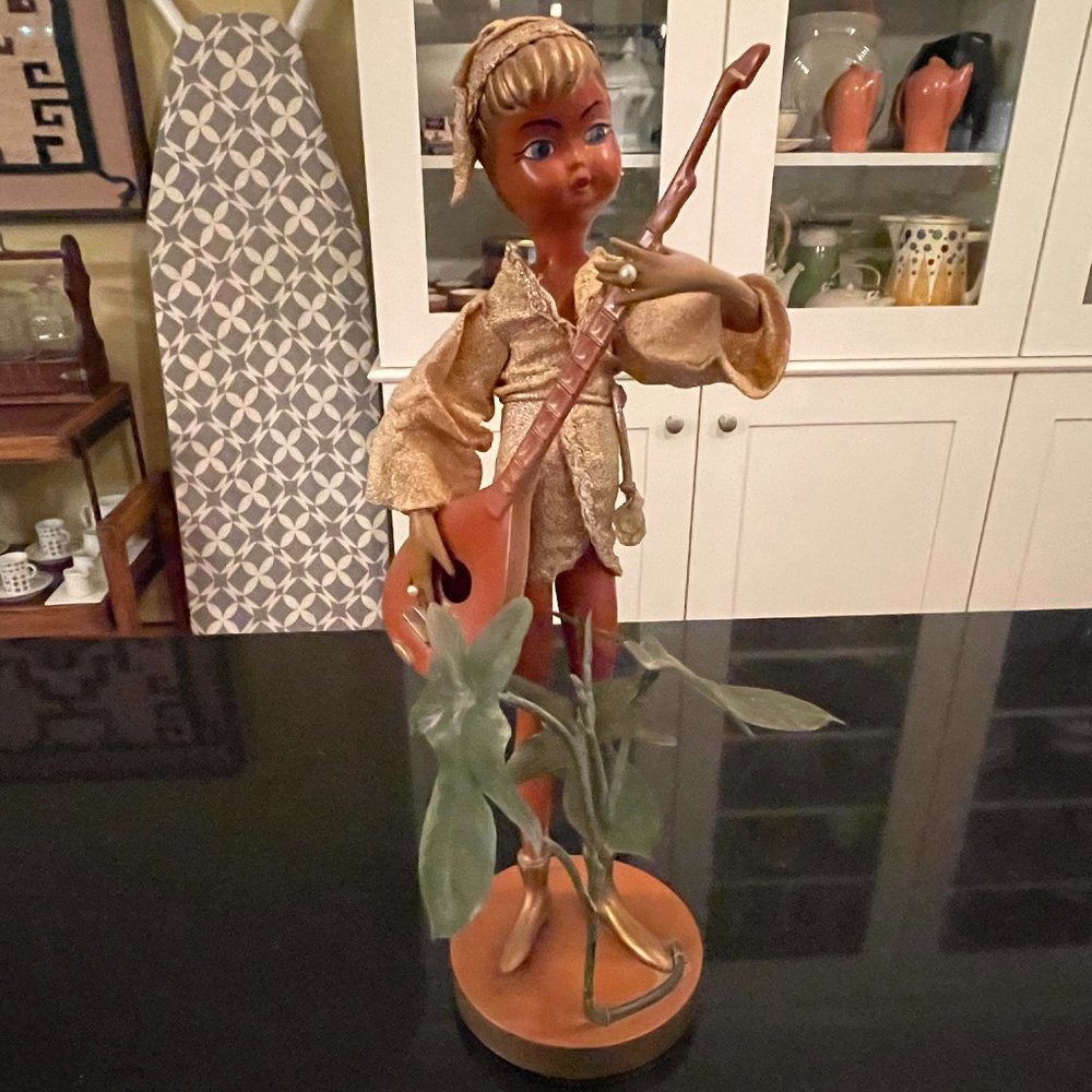Mid Century Pixie Elf with Musical Instrument